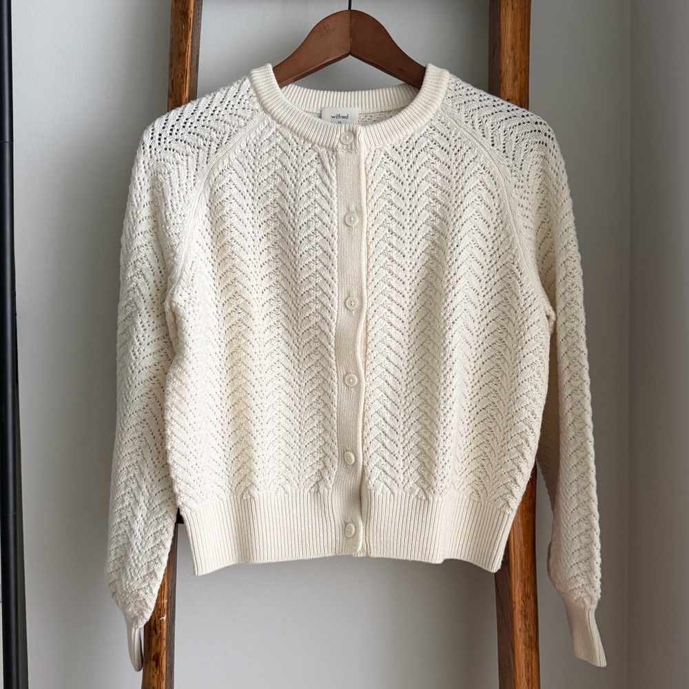 Aritzia Wilfred Spring Cardigan Top in Light Birch, XS